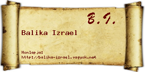 Balika Izrael névjegykártya